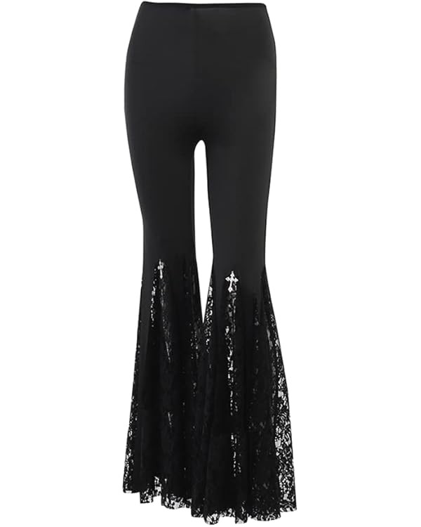 Gothic Black Pants Grunge Bottoms High Waisted Boho Hippie | Amazon (US)