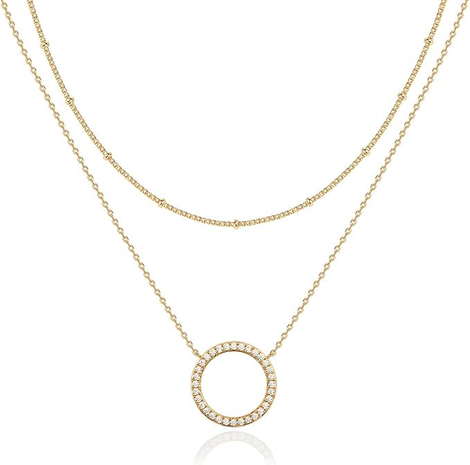 PAVOI 14K Gold Plated Layering Necklaces | Stylish Minimalist Design Pendant Necklaces | Butterfl... | Amazon (US)