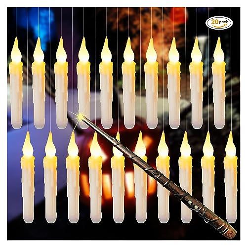 UPOALKER Floating Candles with Wand Remote, 20 PCs Magic Halloween Decorations Flameless Candles,... | Amazon (US)