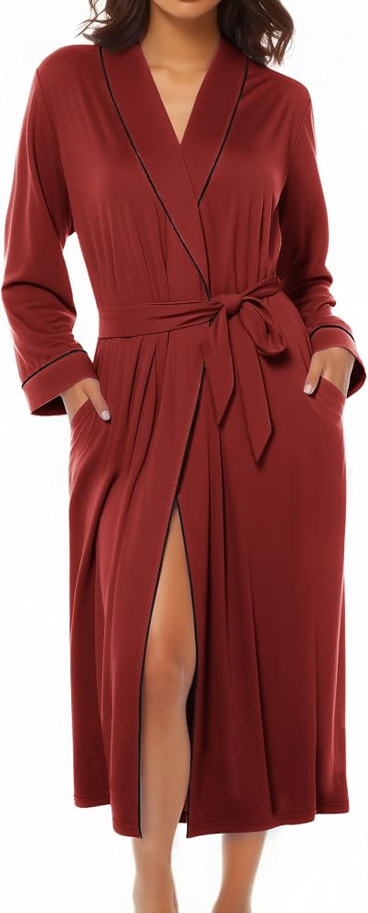 Ekouaer Kimono Robes for Women Long Lightweight Knit Bathrobe Shawl Soft Sleepwear Casual Ladies ... | Amazon (US)