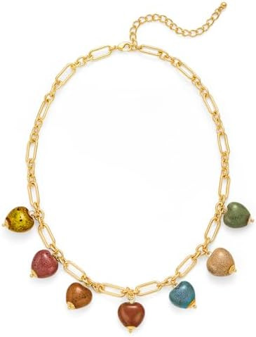 CLASSYZINT Gold Charm Necklace with Colorful Heart Pendant Boho Heart Necklace Heart Shape Beads ... | Amazon (US)