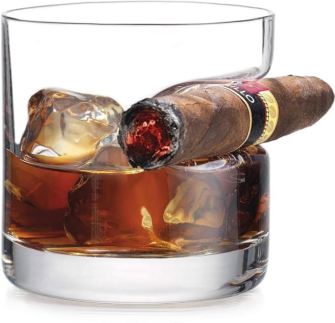 Gifts for Men, Cigar Whiskey Glass, Old Fashioned Whiskey Glasses With Indented Cigar Rest | Amazon (US)