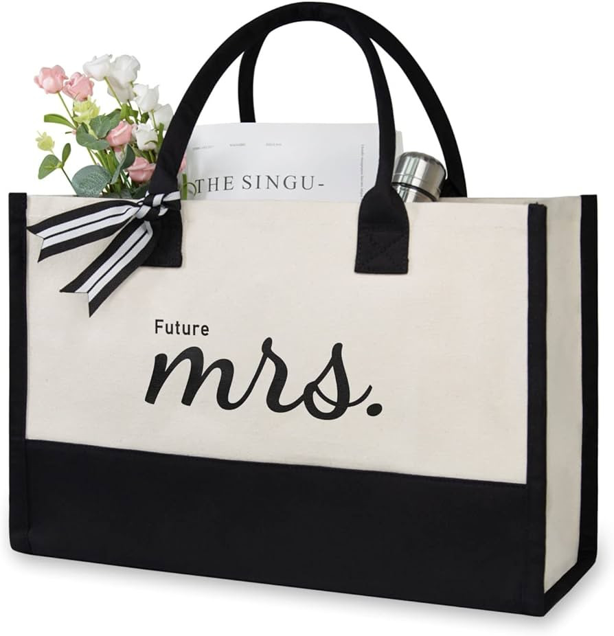 TOPDesign Future Mrs Canvas Tote bag for Women, Personalized Wedding Bridal Shower Bachelorette P... | Amazon (US)