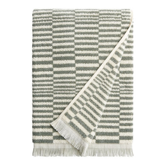 Mindee Laurel Green and Ivory Check Bath Towel by World Market | World Market
