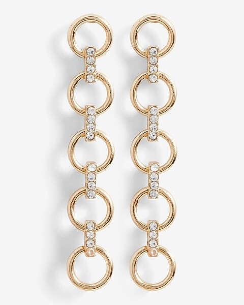 Gold Rhinestone Circle Chain Drop Earrings | Express