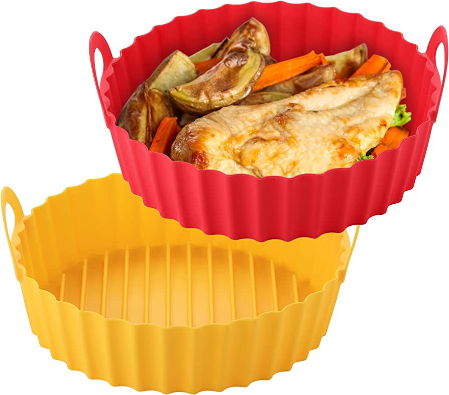 OUTXE 2-Pack Air Fryer Silicone Liners 8.5inch for 5 to 8 QT Reusable Air Fryer Pot Round Air Fry... | Amazon (US)