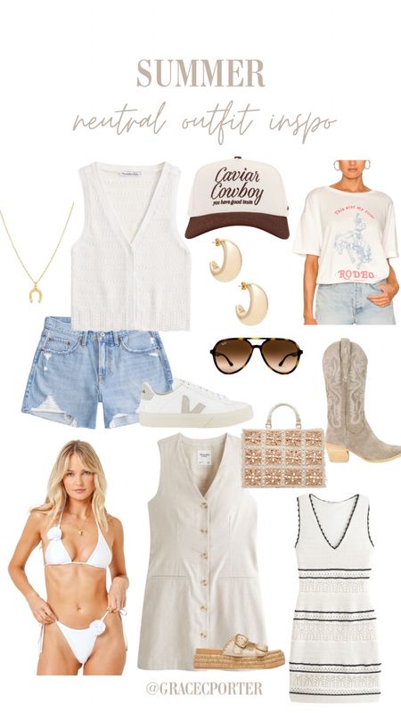Summer neutral outfit inspo🤍✨🧋🤠🫶🏼 Start planning your upcoming outfits now for trips, pool days & concerts. Love all of these fits, mix & match or buy separately! 

#outfitinspo #summer #neutral #swim #concerts #travel

#LTKSeasonal #LTKswim #LTKstyletip