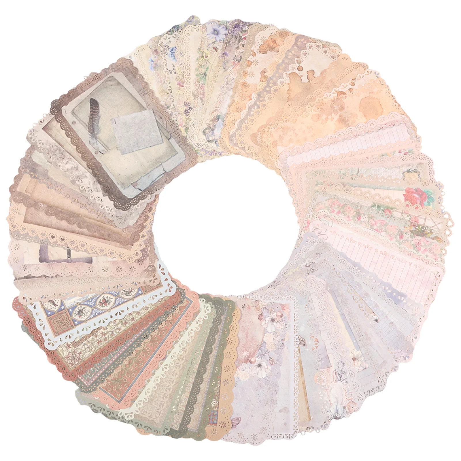 60 Sheets Lace Edged Scrapbook Stationery Paper Set Vintage Multi Color Background Stationery Pap... | Walmart (US)