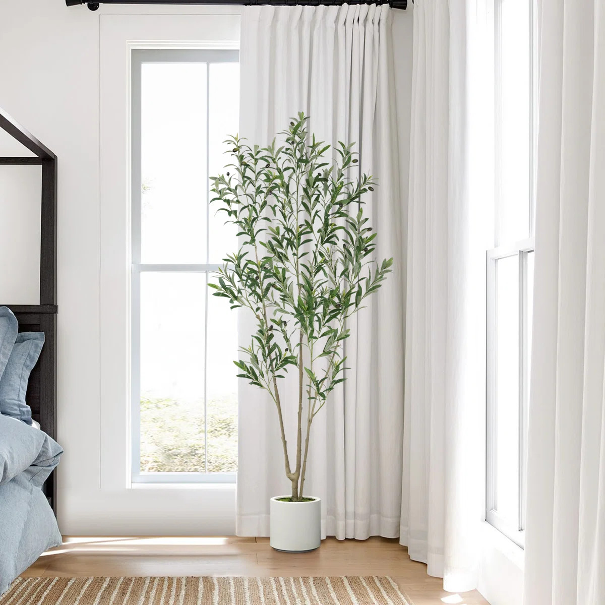 Primrue Lifelike Faux Olive Tree with White Planter – Realistic Artificial Olive Plant for Indo... | Wayfair North America