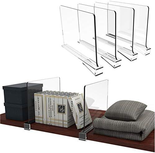 Cq acrylic 4PCS Shelf Dividers for Closets,Clear Acrylic Shelf Divider for Wood Shelves and Cloth... | Amazon (US)