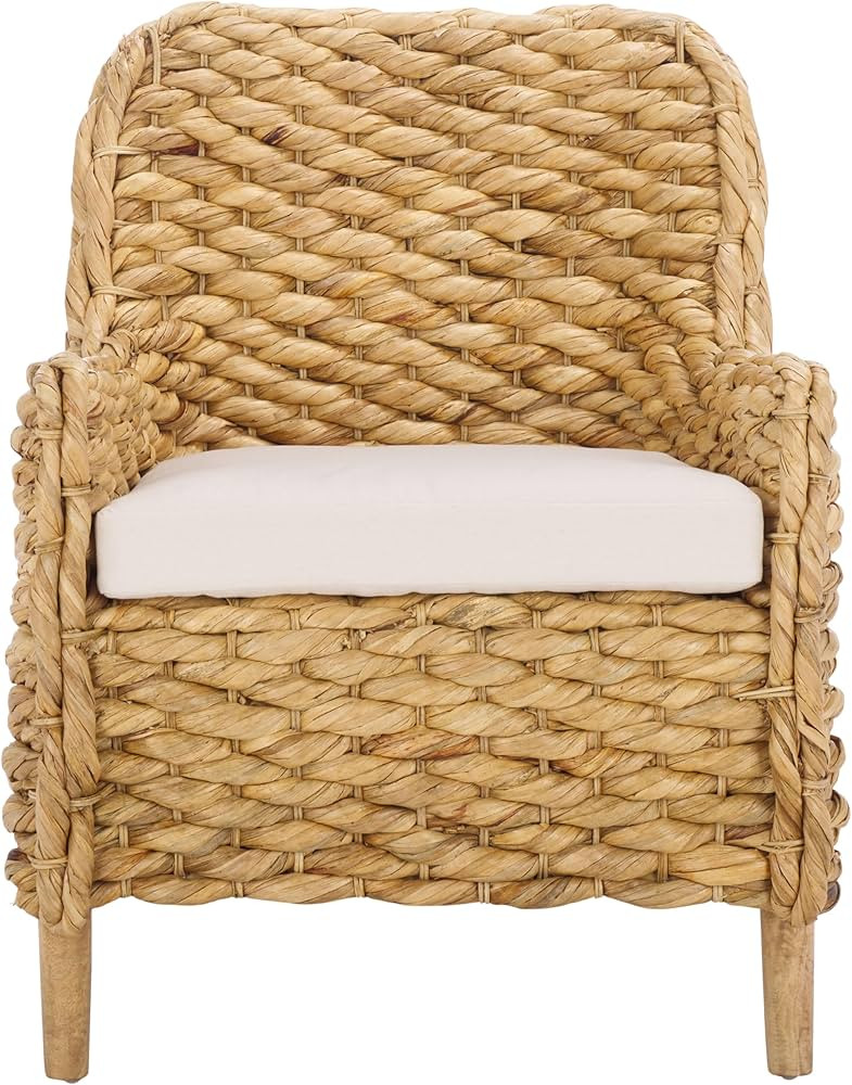 SAFAVIEH Home Collection Purrl Tropical Coastal Natural Solid Wood Hyacinth Accent Chair with Cus... | Amazon (US)