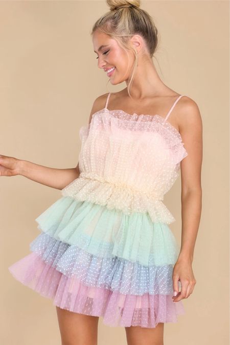 Rainbow tulle spring dress 

Easter 
Brunch 
Bridal party 
Gender reveal 

#LTKSeasonal #LTKstyletip #LTKunder100