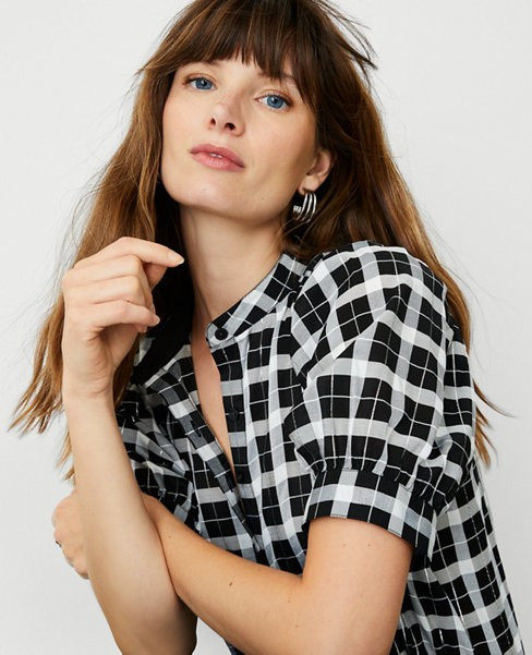 Plaid Puff Sleeve Top | Ann Taylor (US)