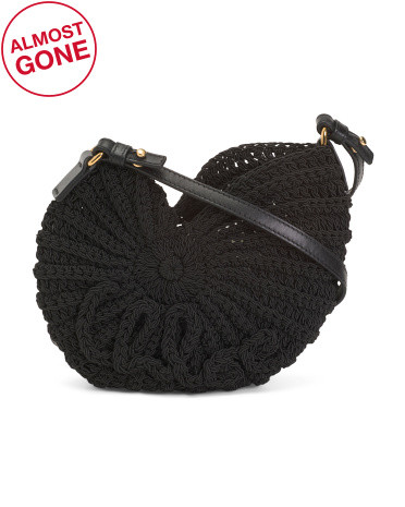 Made In Italy Hand Crochet Sea Treasures Crossbody With Leather Strap | TJ Maxx