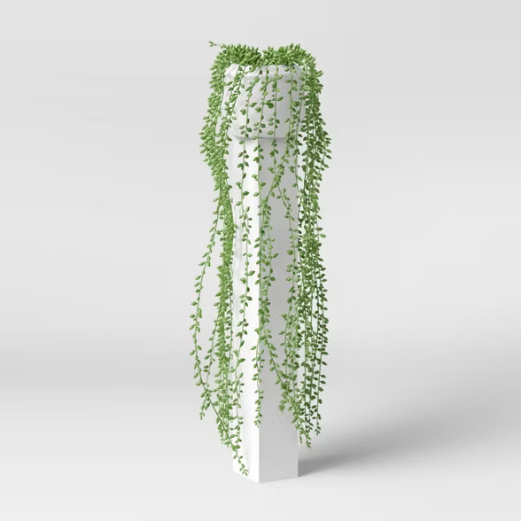 7" x 8" Artificial Trailing Succulent String of Pearls Arrangement in Ceramic Pot - Threshold™ | Target