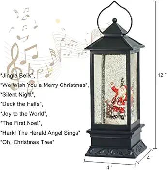 Amazon.com: Eldnacele Christmas Snow Globe Lantern with Music, Battery Operated Lighted Swirling Gli | Amazon (US)