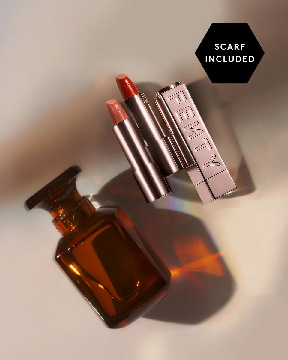 The Gift of All Gifts: Fenty Eau De Parfum + Scarf Wrap Set + FREE Fenty Icon Lipstick Set | Fenty Beauty