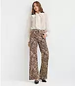 Petite High Rise Wide Leg Jeans in Leopard Print | LOFT