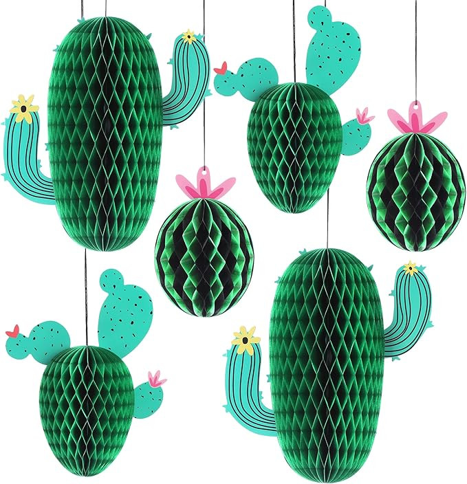 KatchOn Cactus Centerpieces for Fiesta Party Decorations - Pack of 6 | Cactus Honeycomb Cactus Pa... | Amazon (US)