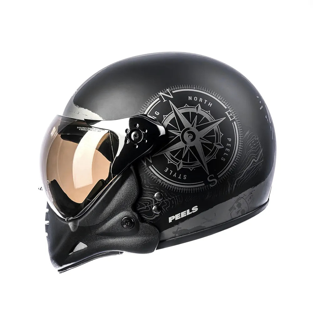 Peels Capacete Aberto Moto com Queixeira Removível F-21 North Preto Fosco/Grafite 60 | Amazon (BR)