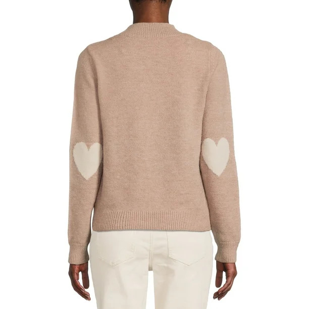 Dreamers by Debut Womens Elbow Patch Mock Neck Long Sleeve Sweater - Walmart.com | Walmart (US)