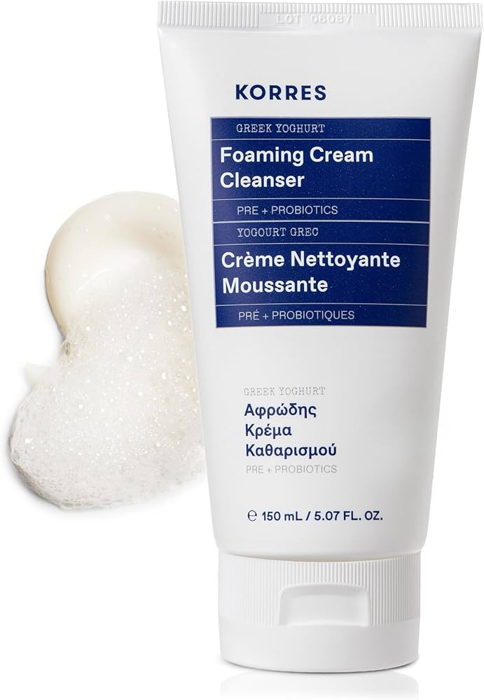KORRES Greek Yoghurt Foaming Cream Cleanser, Hydrating, Deep Cleansing Skin Care, Makeup Remover,... | Amazon (US)