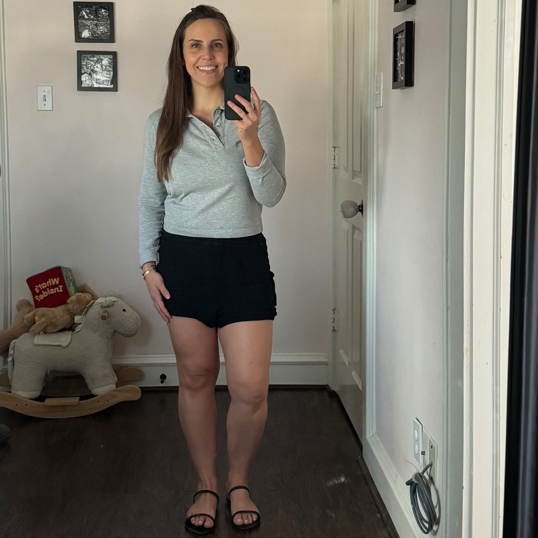 Simple lounging outfit with unique collared shirt. Wearing a size medium. Would size up in shirt. Shorts are old FPMovement. Linked similar  

#LTKootd #LTKgrwm #LTKPetite