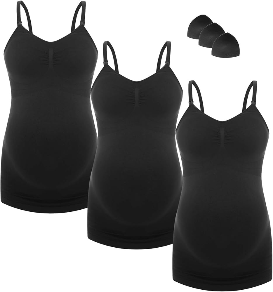 HOFISH Women's Seamless Maternity/Nursing Tank Tops with Built-in Bra Comfortable Stretch Camisol... | Amazon (US)