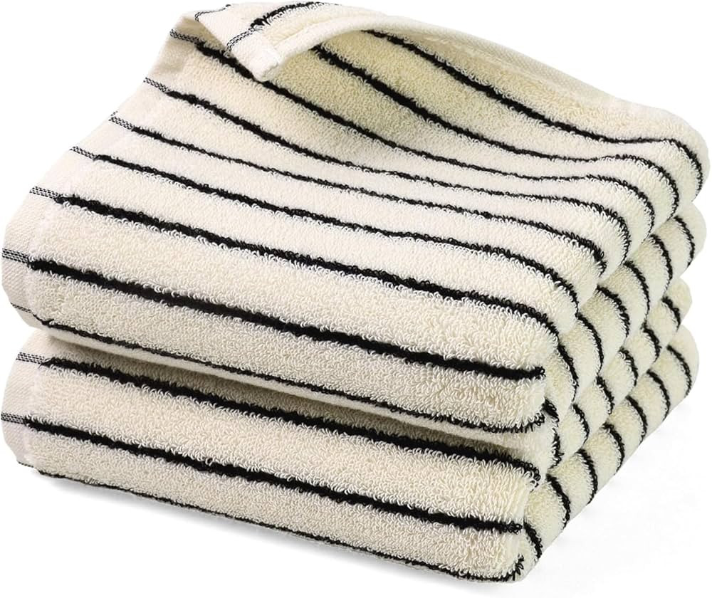 Natural Cotton Hand Towels, 14" x 29" Black and White Striped, Vintage Kitchen Decor, for Bathroo... | Amazon (CA)