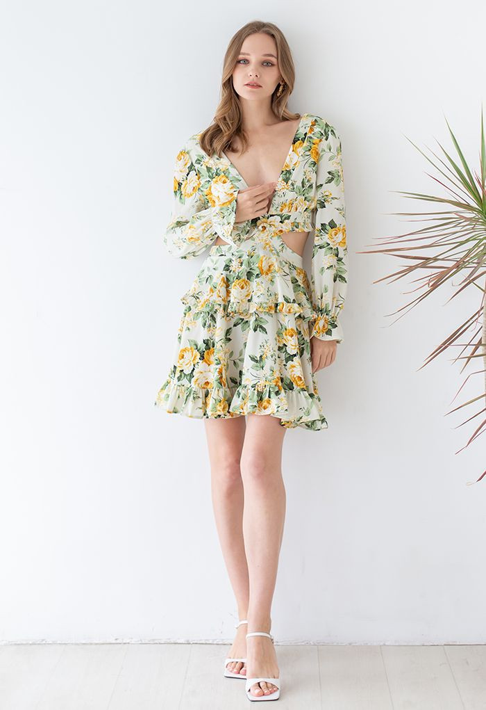 Charming Fragrance Floral Ruffle Dress | Chicwish