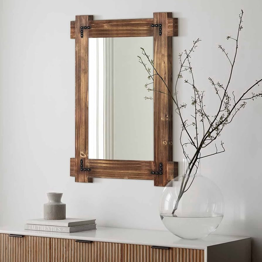MeMoreCool Rustic Wood Mirror for Bathroom, Decorative Framed Farmhouse Natural Vanity Mirror, Wa... | Amazon (US)