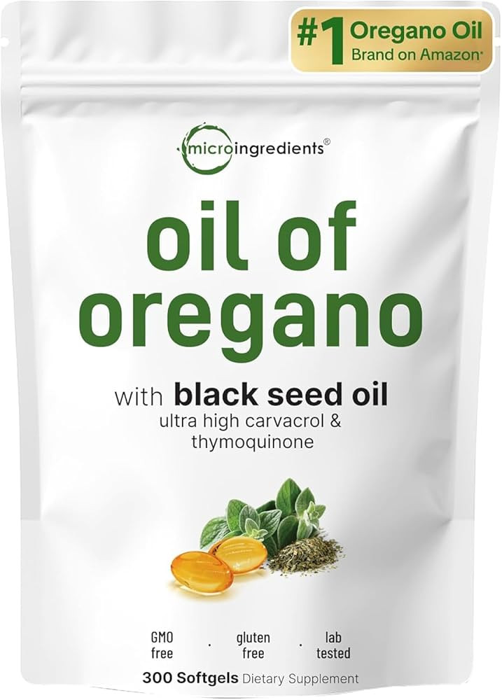 Micro Ingredients Oil of Oregano Softgels, 300 Count | 2 in 1 Formulated with Black Seed Oil | 4X... | Amazon (US)