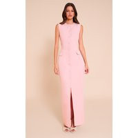Light Pink Woven Button Maxi Dress | PrettyLittleThing US