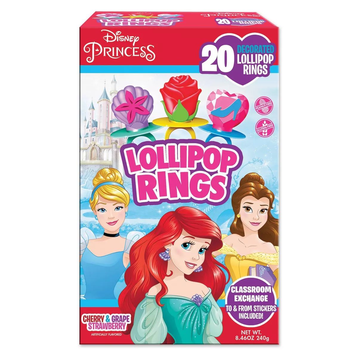 Disney Princess Valentine's Day Classroom Exchange Lollipops Rings - 8.46oz/20ct | Target