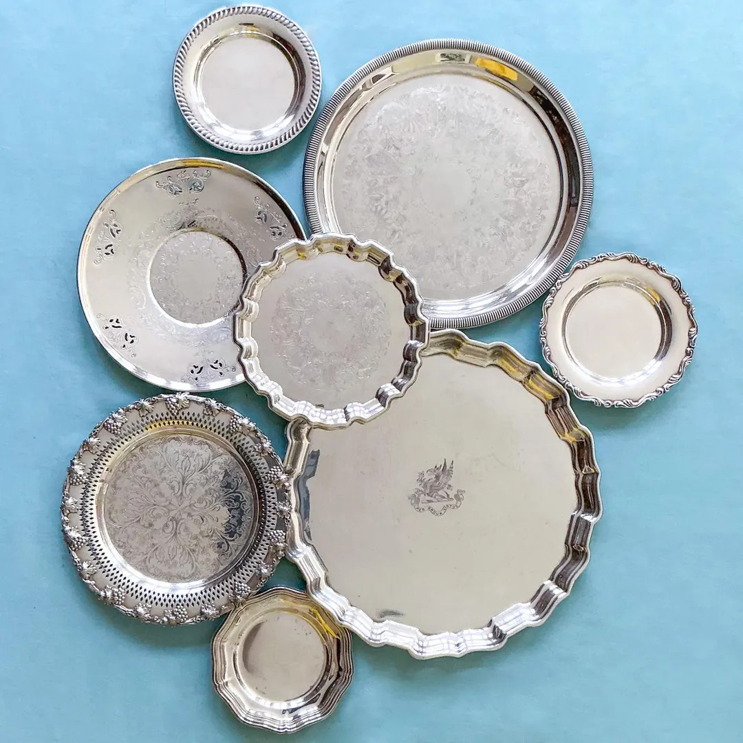 Vintage Silver Plated Round Serving Tray. Ornate Silverware. Priced Individually - Etsy | Etsy (US)