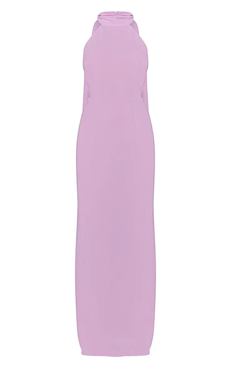 Lilac Chiffon Halterneck Maxi Dress | PrettyLittleThing UK