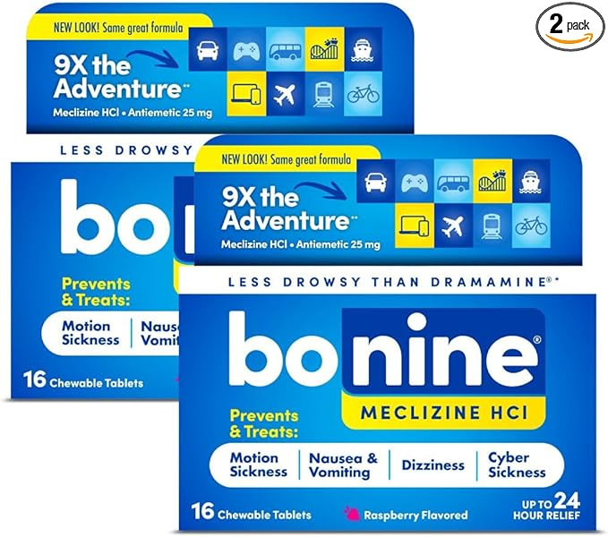 Bonine Non-Drowsy Motion Sickness Relief - 32 Chewable Tablets with Meclizine HCL 25mg - Non Drow... | Amazon (US)