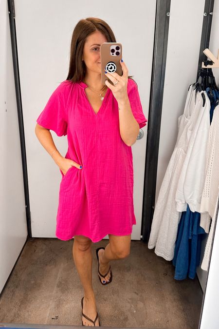 The most comfortable gauzy dress ever from Old Navy! This is perfect for spring and summer and to also throw on over a swimsuit while on vacation! Wearing a size small and comes in a ton of colors! And it has pockets!

#LTKsalealert #LTKfindsunder50 #LTKstyletip