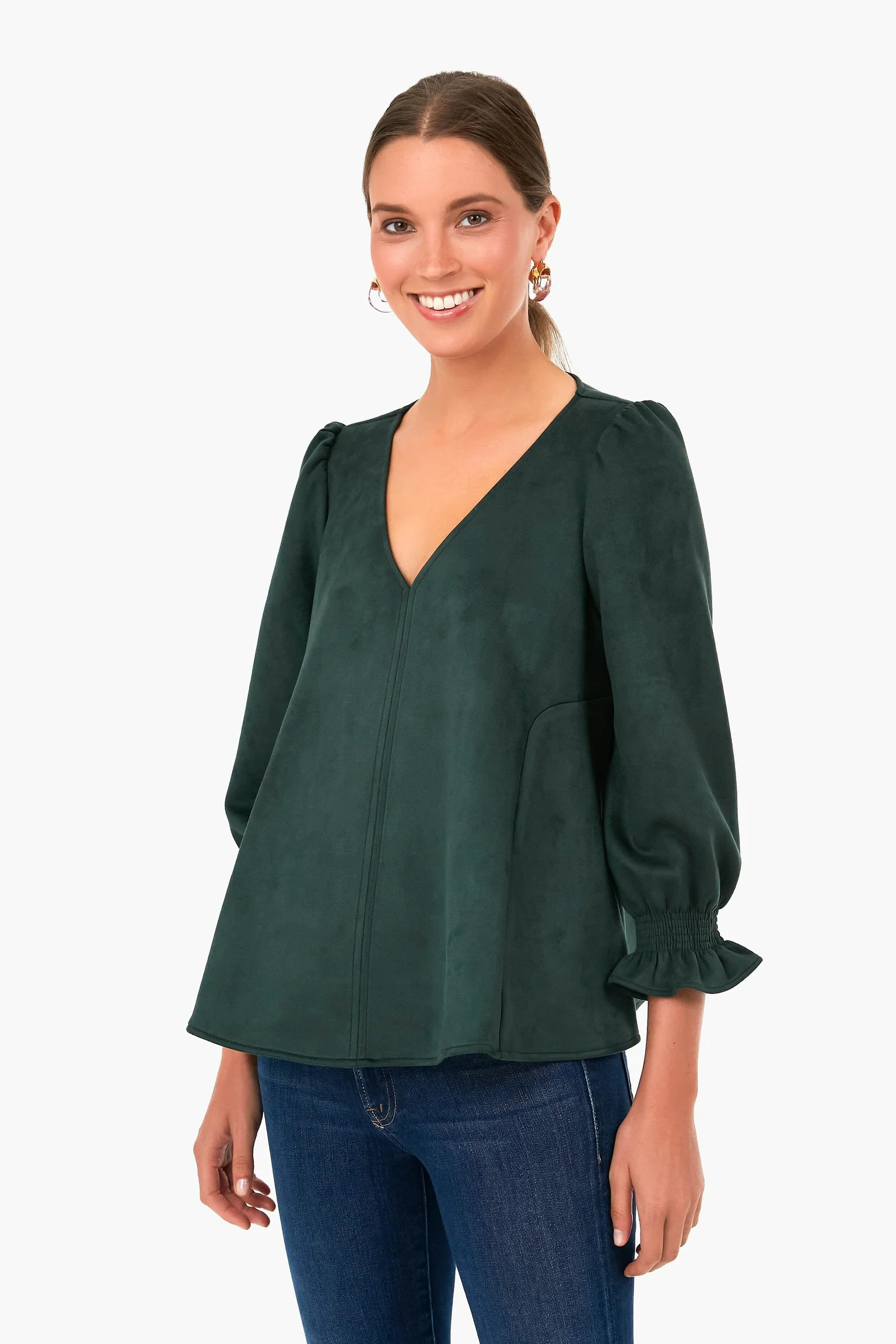 Bone Suede Easton Blouse | Tuckernuck (US)
