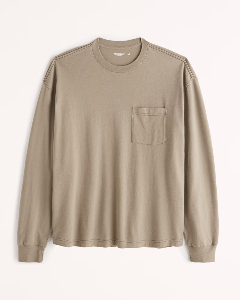 Essential Oversized Long-Sleeve Pocket Tee | Abercrombie & Fitch (US)