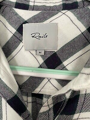 Rails Plaid Shirt Womens M Black White Long Sleeve Flannel Shirt  | eBay | eBay US