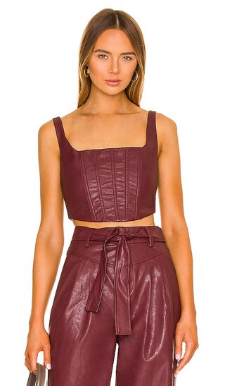 Bardot Corset Top in Burgundy | Revolve Clothing (Global)