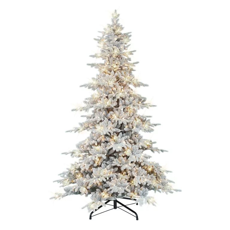 9 ft Pre-lit Flocked Utah Fir Tree 3077 PE/PVC Tips 800 UL Clear Incandescent Lights - Walmart.co... | Walmart (US)
