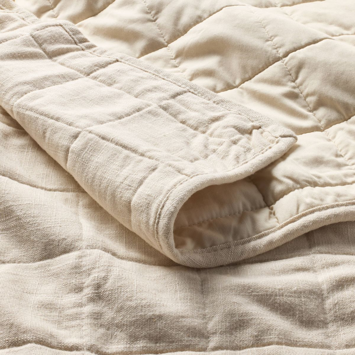 King Heavyweight Linen Blend Quilt Natural - Casaluna™: Rayon & Cotton, Box Quilting, OEKO-TEX ... | Target