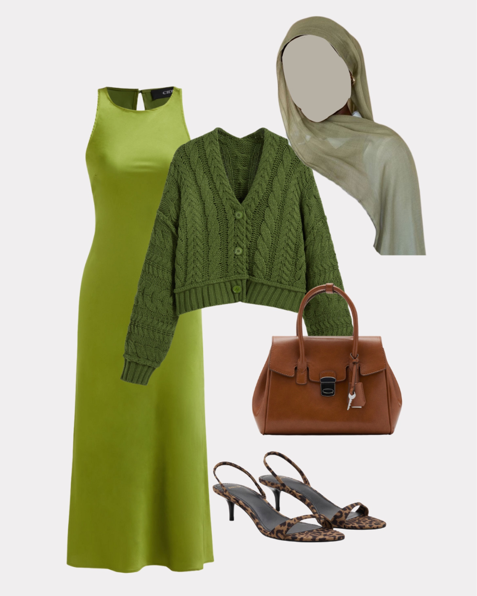 Chic cozy fall fashion.. Greek satin skirt with oversized cropped cardigans 