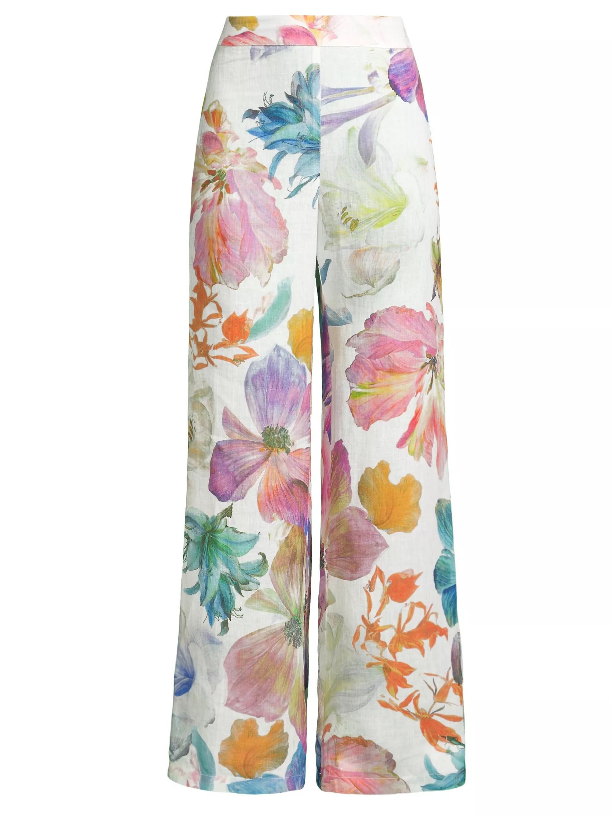 Linen Floral Wide-Leg Pants | Saks Fifth Avenue