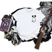 Mickey Ghost Adult Unisex T Shirt - Halloween Funny Boo Cute Small Left Chest Design Ears | Etsy (US)