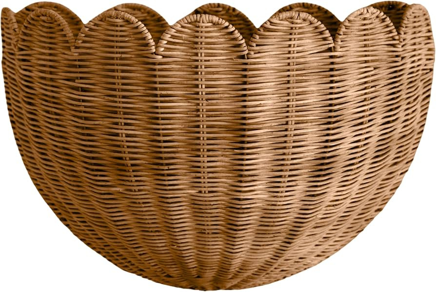 BEBE BASK Scalloped Wicker Hanging Basket - The Original Wicker Wall Decor - Hand Woven Wall Bask... | Amazon (US)