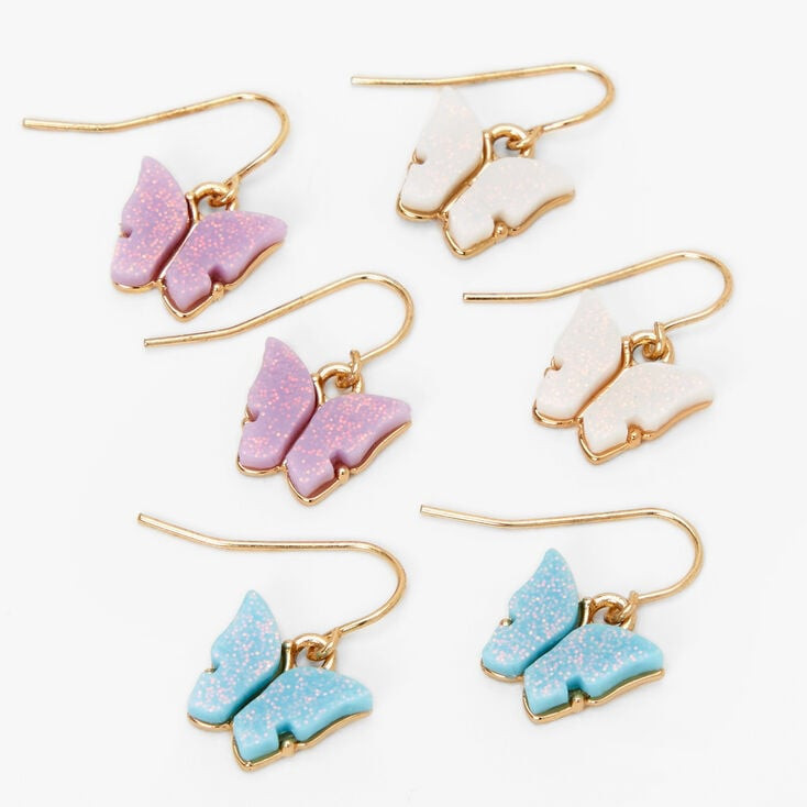 Gold 1" Butterfly Drop Earrings - 3 Pack | Claire's (UK)