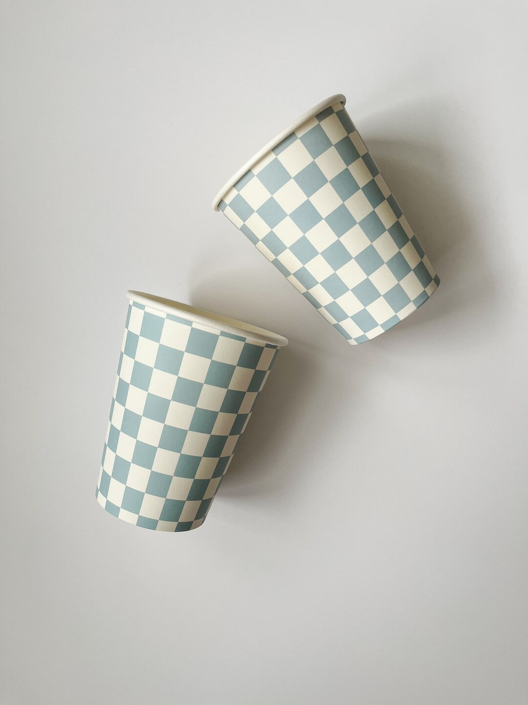 Blue Checkered Cups set of 8 - Etsy | Etsy (US)